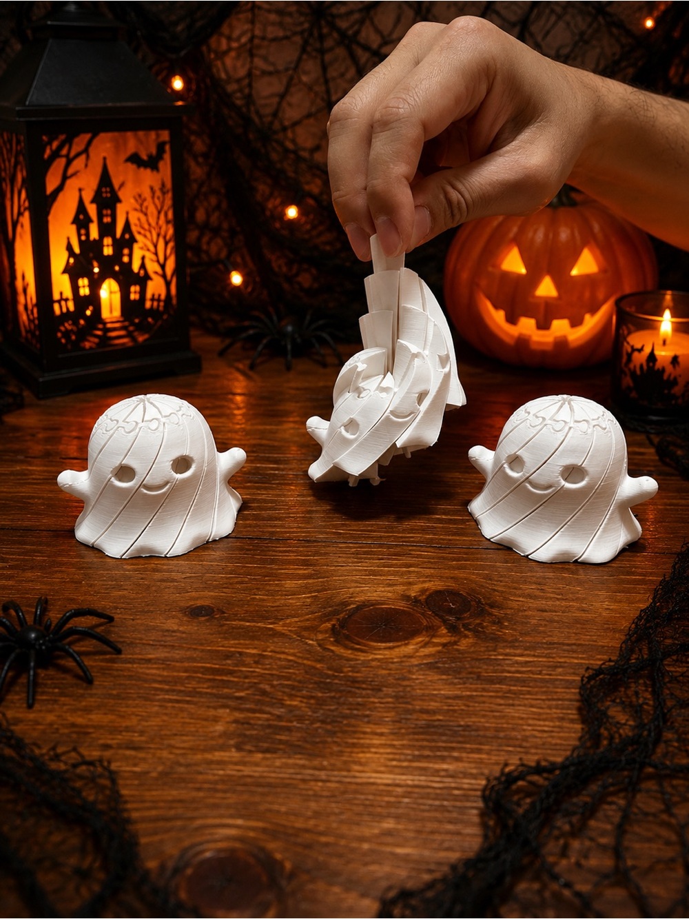 3D Printed Halloween Twisty Ghost Fidget Toys Set of 3 DIY Paint Your Own